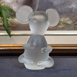 Vintage Frosted Glass Koala Bear / Mouse Figurine Lalique Style 3.5" Paperweight